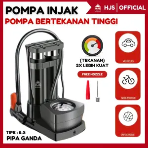 [HJS] Pompa Injak Portable Ban Angin Sepeda Motor Mobil Pipa Ganda kuat /Pompa Double High Pressure