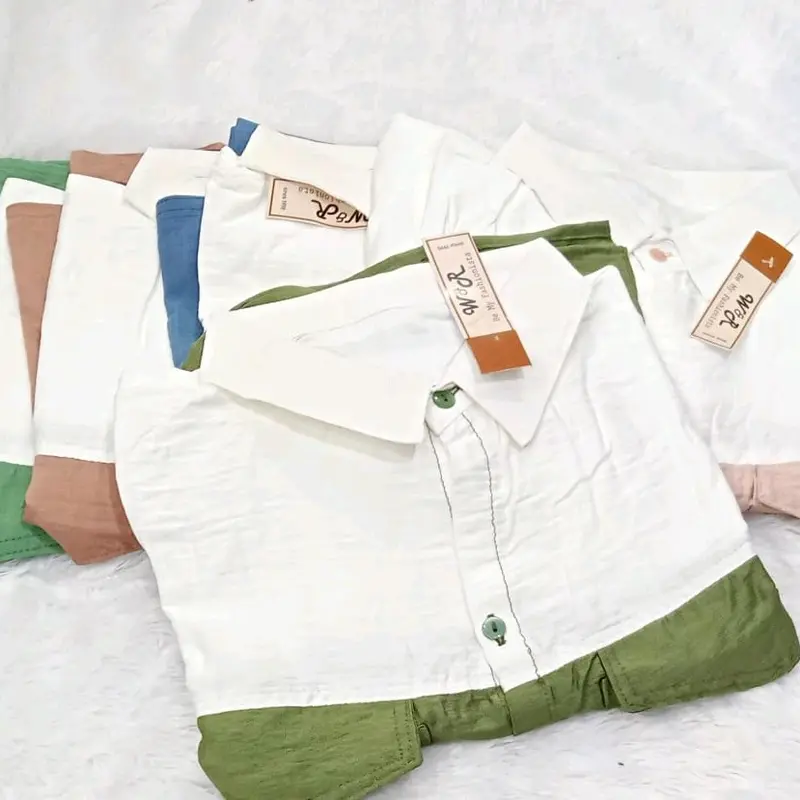 ATASAN CROP POLOLINEN SAKU 2 KEMEJA CROP KOMBINASI WANITA Busui Kancing Top Keren Kerja Baju Tangan 2