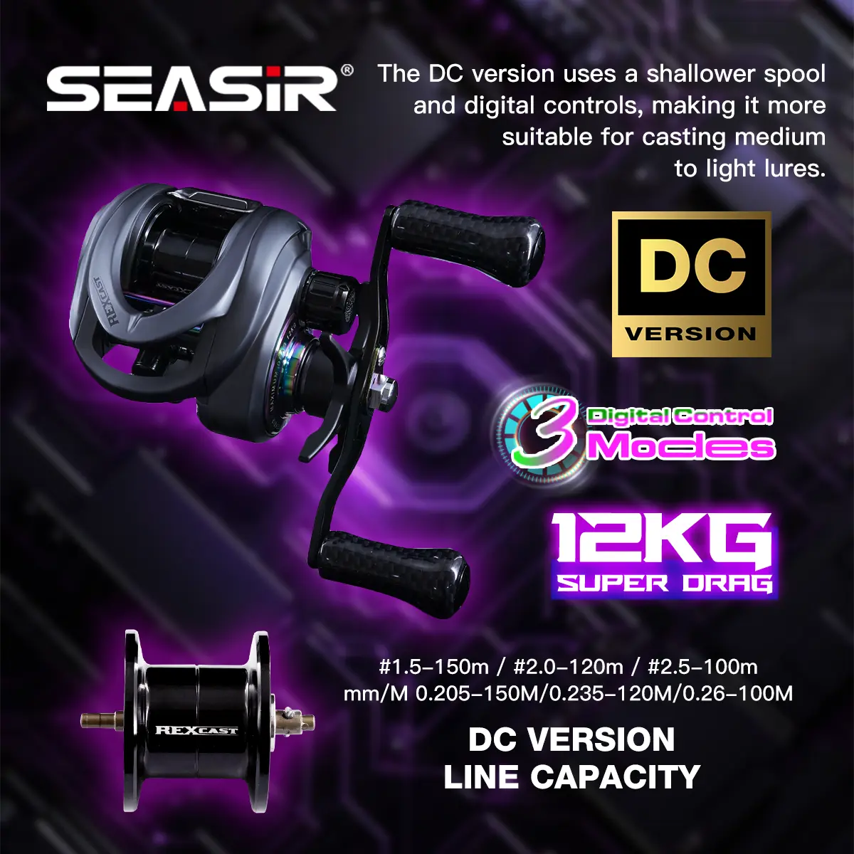 Seasir Fishing Reel Seasir Rexcast DC Baitcasting with 3 Digital
