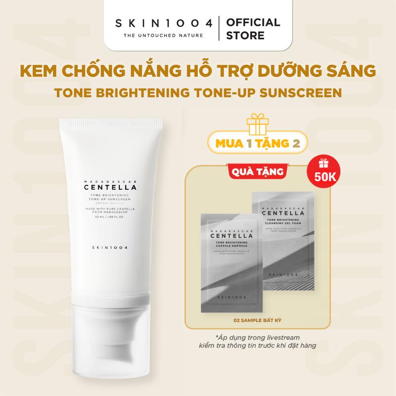 [LS][Tặng 2 sachet bất kì] SKIN1004 Kem chống nắng Madagascar Centella Tone Brightening Tone-up Sunscreen SPF50+ PA++++ 50ml