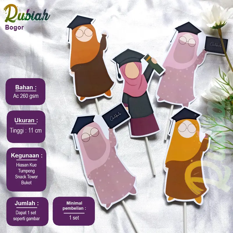 Topper Wisuda Hijab Part 2 Hiasan Buket Kue Tumpeng Graduation Kelulusan sekolah 0