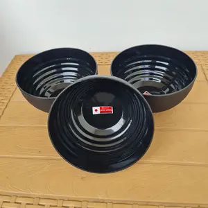 Promo 1 Lusin Mangkok Mangkuk Ramen Ulir Plastik Saji Bulat Hitam Nasi Miso Bakso Mie Ayam Soto Seblak Tahan Panas BPA Free