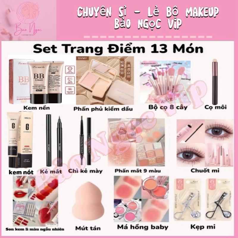 Combo 13 món makeup tại nhà Bộ đa năng son Bộ trang điểm mặt Mỹ Phẩm Mascara Cosmetic Nữ