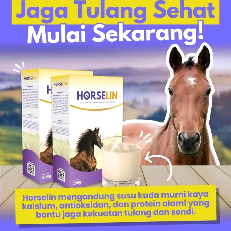 Susu Kuda Horselin 200 Gram Kuatkan Tulang Lansia Nutrisi Tinggi Kalsium Untuk Sendi & Asam Urat Alami Milk Dairy 5