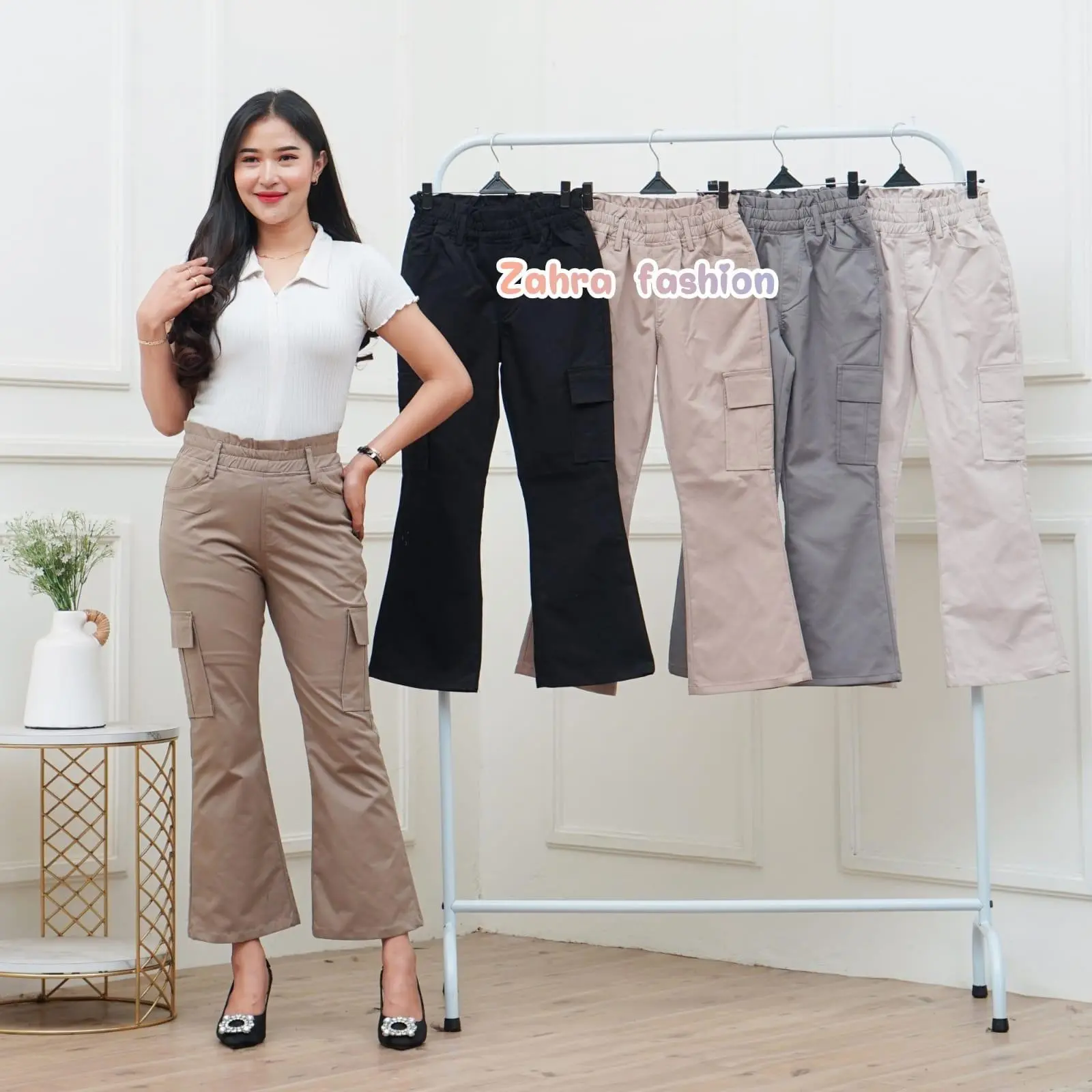 Celana CUTBRAY JUMBO Wanita Stretch Highwaist Pants Twill Sateen L-XXL Best Quality Korean S Korean XL Panjang Kulot Katun  Bawahan Casual