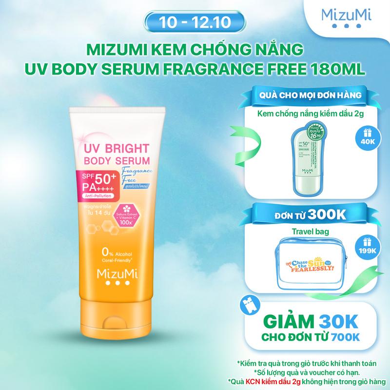 MizuMi Kem chống nắng không mùi UV Body Serum Fragrance Free 180 ml