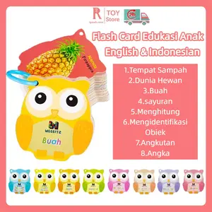 igoods.rose English & Indonesian Flash Card Mainan Edukasi Anak / Flashcard Kartu Pintar Belajar Anak/Belajar Mengenal Abjad Huruf Hijaiyah Angka Hewan