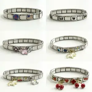 Symamu Italian Charm Bracelet Silver Package Edition Free Request Charm Gelang Titanium Anti Karat