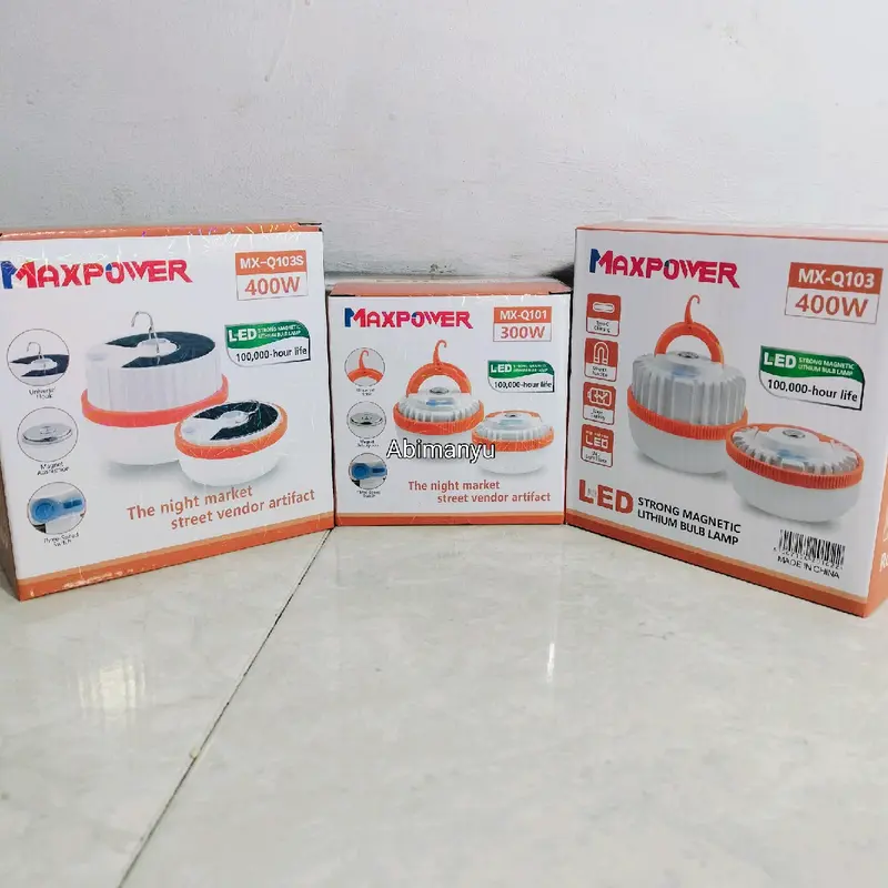 Lampu emergency maxpower 300 watt dan 400 watt 3 mode cahaya charger tipe C tahan hingga 6-8 jam Camping Gantung 2