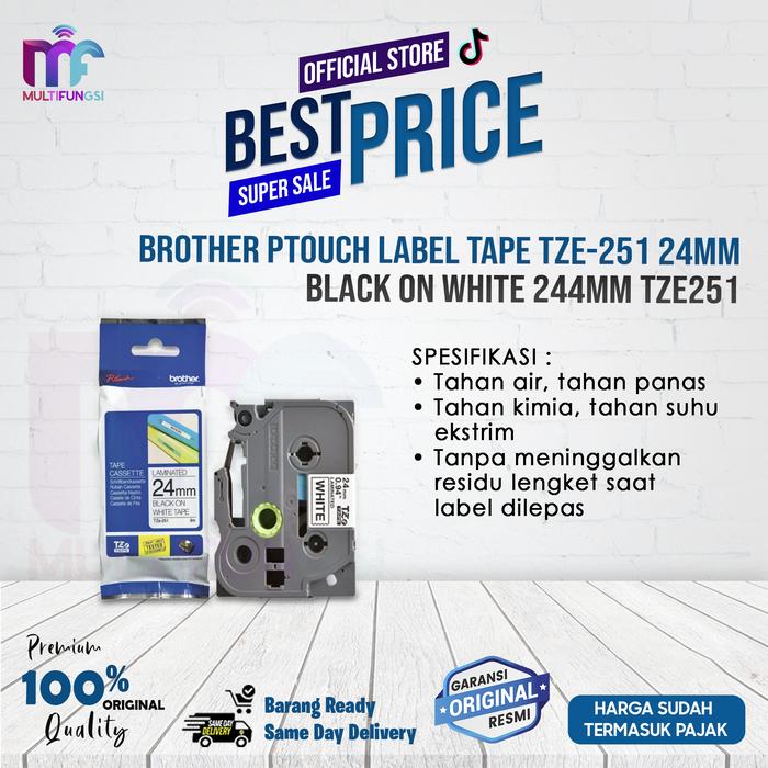 Gambar Brother Ptouch Label Tape TZE-251 24mm Black on white 244mm TZE251 dari Multifungsi ID Kota Administrasi Jakarta Pusat Tokopedia
