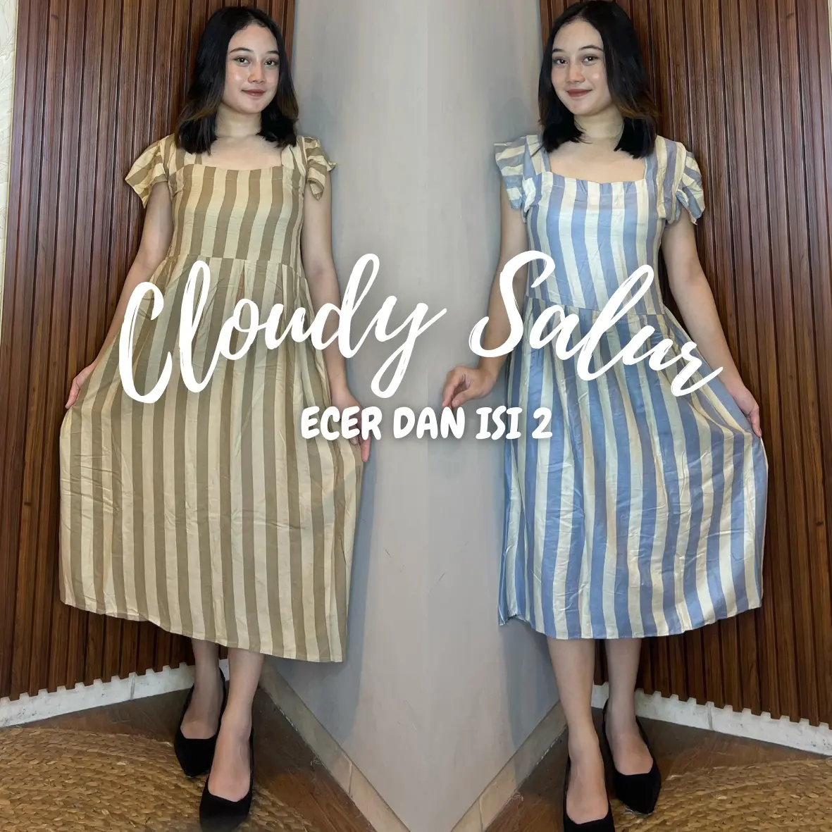 DASTER TERBARU CLOUDY SALUR KERUT ISI 2 DAN ECER WANITA RAYON PREMIUM Dress Cantik Motif Simple Nyaman Panjang Kain Lembut Tidur