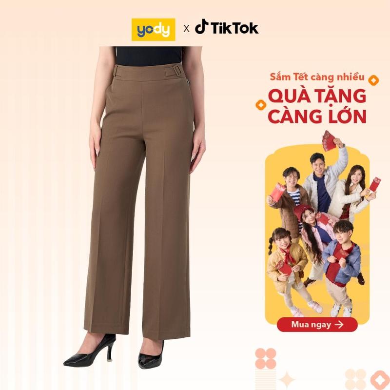 YODY Quần Âu Nữ Ống Rộng Đai 2 Bên Sườn QAN7020
