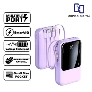 Powerbank 20000 mAh Mini With 4 USB Cable Fast Charging Lightweight Universal LED Display