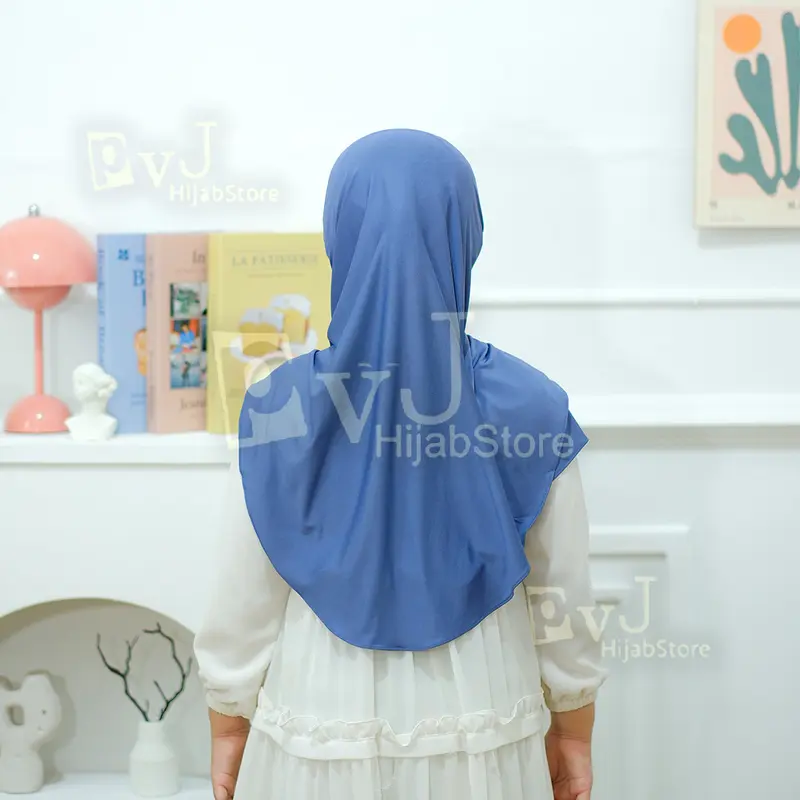 Hijab Anak Segitiga Malay jr Jersey | Jilbab Segitiga Tali Malay Inner Bando | Kerudung Anak sekolah 5-12 thn 4