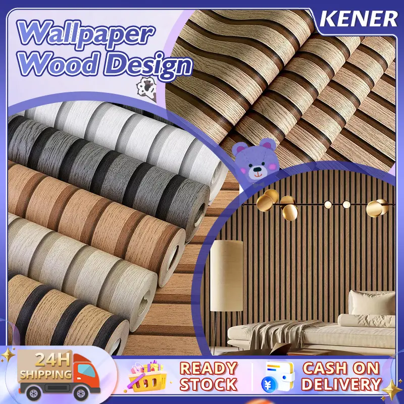 Imitation Wood Wallpaper Waterproof Removable Grille Design 3D Effect Wallpapers PVC Self-Adhesive Wallpaper For Home Villas Hotels Decoration