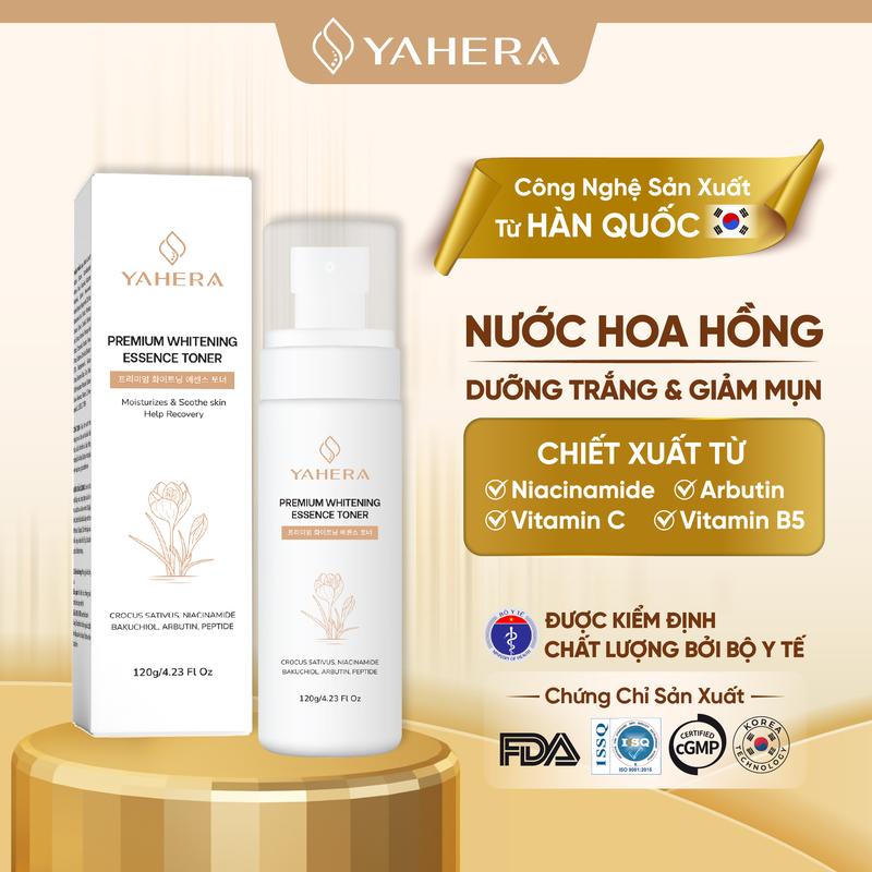  Nước Hoa Hồng Hỗ Trợ Dưỡng Trắng Da Mặt YAHERA Premium Whitening Essence Toner 120g Skincare Dưỡng Ẩm Da Dưỡng Da Mặt Làm Đẹp Da 