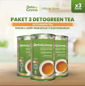 paket hemat 3 botol detto green tea teh herbal alami sistem pencernaan