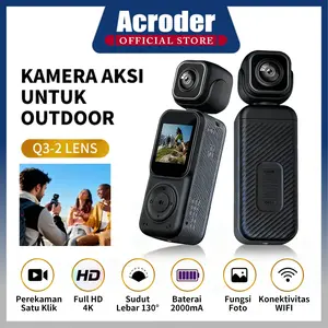 Acroder Action Camera 4K HD WiFi 1,54 Inch IPS Screen Mini Camera Putar 270° Night Vision Pocket Video Recorder vlog