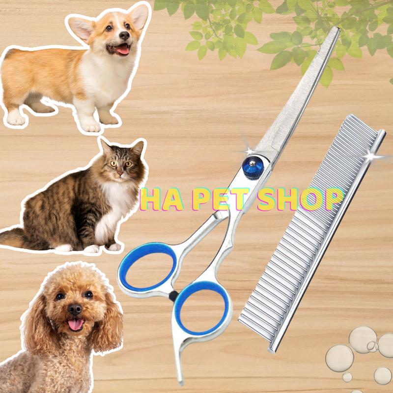 Bộ Kéo cắt tỉa lông chó mèo - Kéo cong kéo thẳng kéo tỉa lược kìm bấm móng tại nhà spa