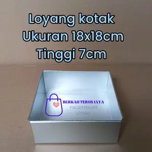 harga satuan loyang kotak/loyang persegi ukuran 18x18cm tinggi 7cm bahan galvalum/galvanis termurah terlengkap dan berkualitas tinggi. Kitchenware Cetakan