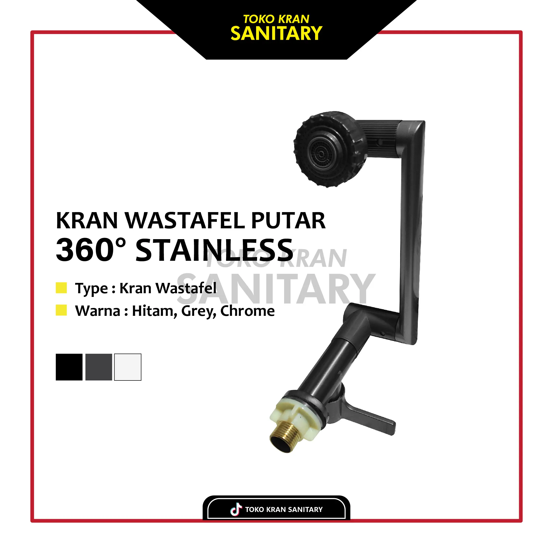 KRAN WASTAFEL PUTAR 360 DERAJAT/KRAN WASTAFEL PUTAR MEJA/KRAN WASTAFEL PUTAR TEMBOK/BLACK/GREY/CHROME Karet