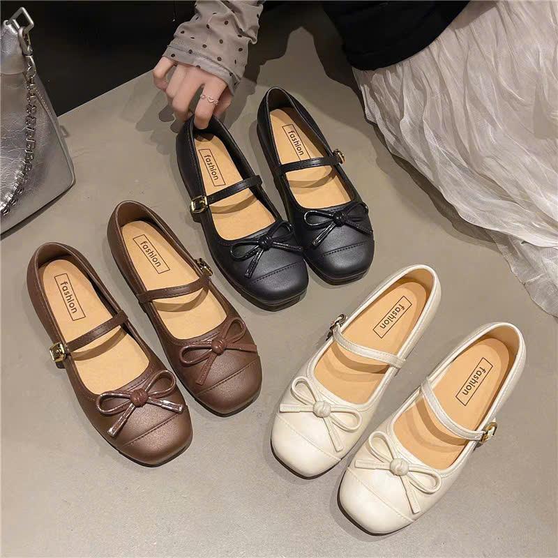 Giày búp bê họa tiết nơ, giày ballet tiểu thử dễ thương- 613