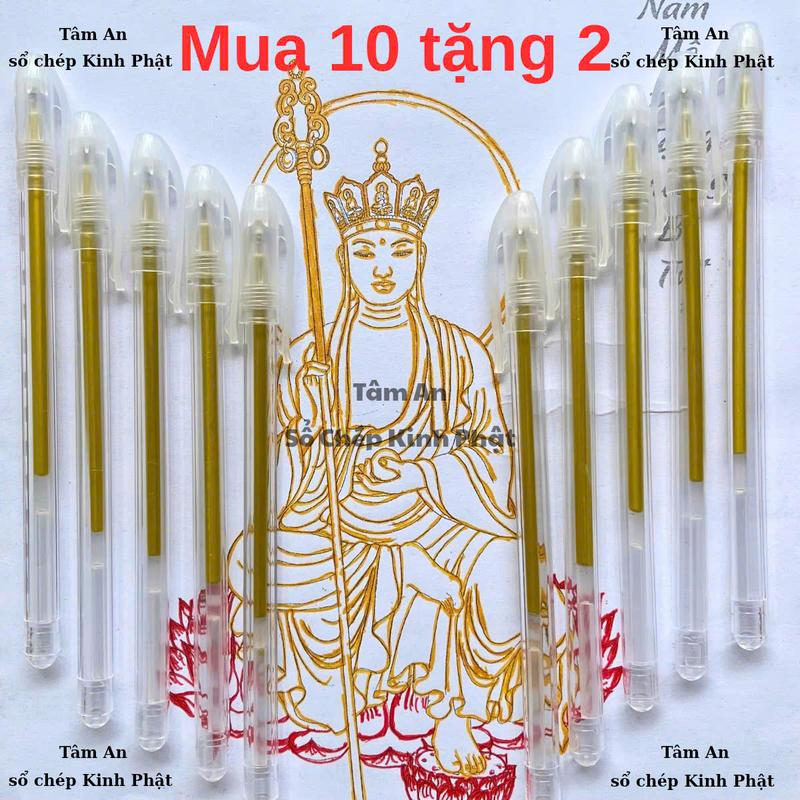   Mua 10 - Tặng 2   Bút nhũ vàng ngòi 0.5mm bút Chép Kinh,Tô Họa vẽ Hình Phật 