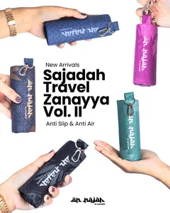 An-Najah Sajadah Travel Genggam  Nyaman / Gulung Anti Slip Premium Waterproof Zanayya Vol. II Souvenir Haji Hampers Umroh Muslim Motif Tipis Mini