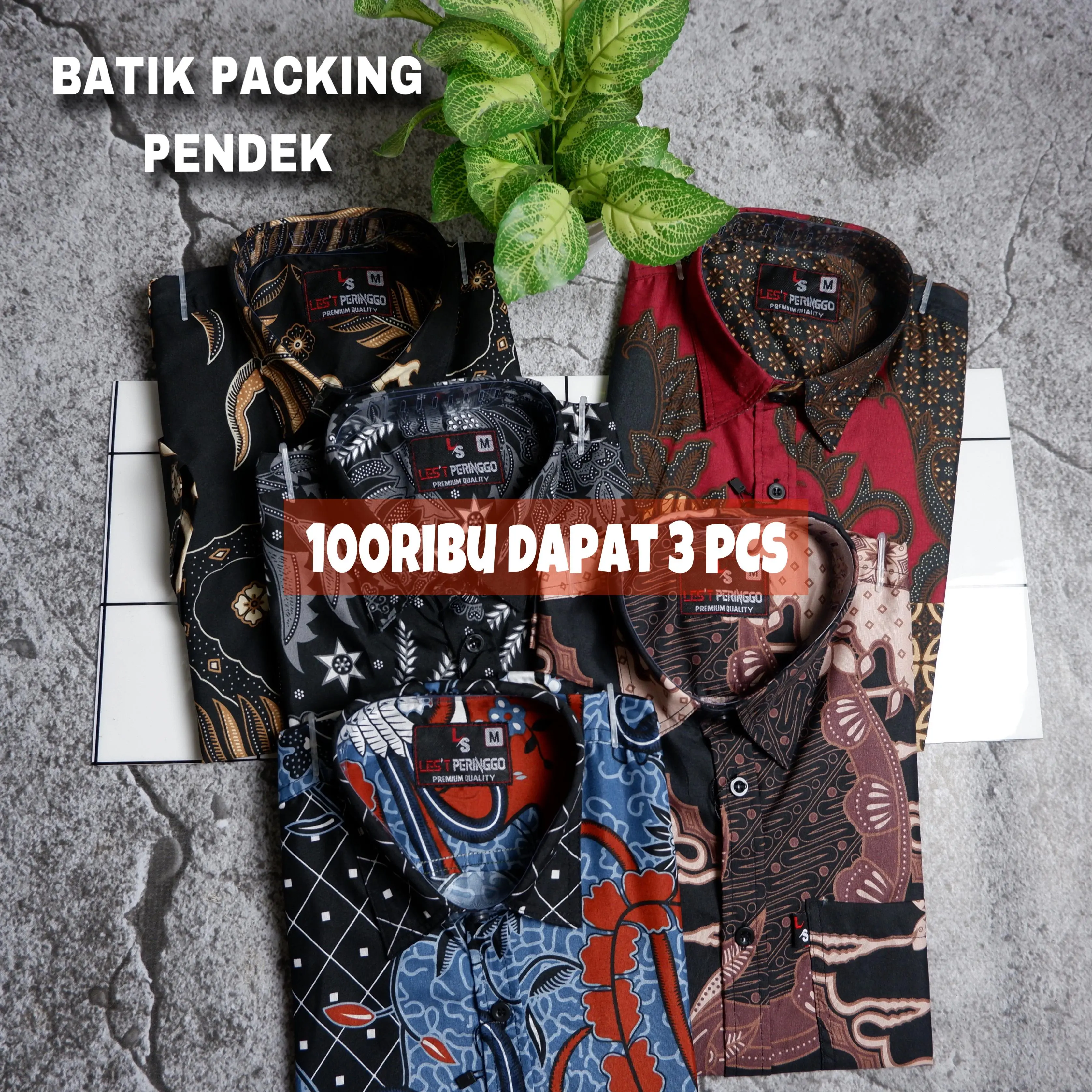 paket hemat (100ribuan) dapat 3pcs kemeja batik packing lengan pendek