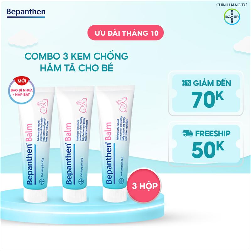 Combo 3/4 Kem Chống Hăm Bepanthen Balm Dạng Kem Mỡ Tuýp 30G