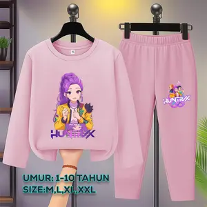 Huntrix Setelan Baju Anak Perempuan Umur 3-10 Tahun Kpop Demon Hunters Size M L XL XXL