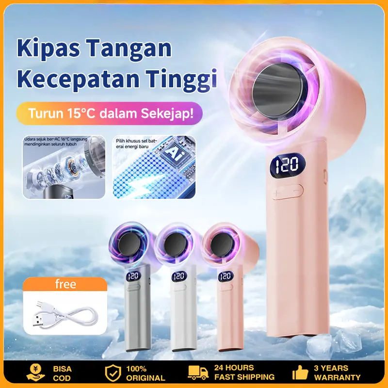 COD M11 Turbo Mini Kipas Angin｜Portable Handheld Fan 15000mAh｜LCD Power Display