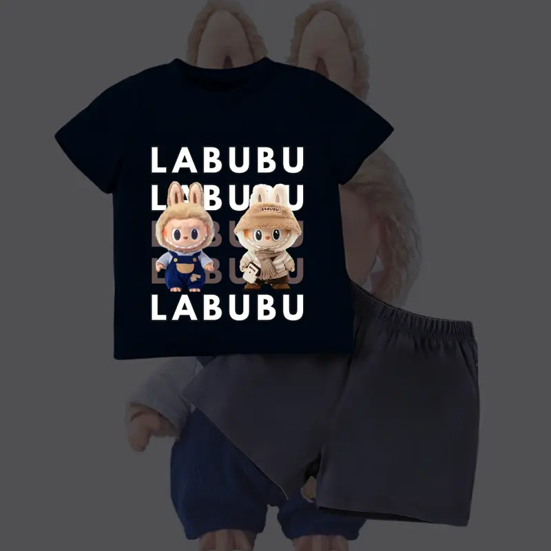 Setelan Anak anak Labubu Labubu Setelan anak anak perempuan dan laki laki Setelan anak Balita Setelan anak anak Cewek dan cowok One Set Katun Anak anak Labubu 4