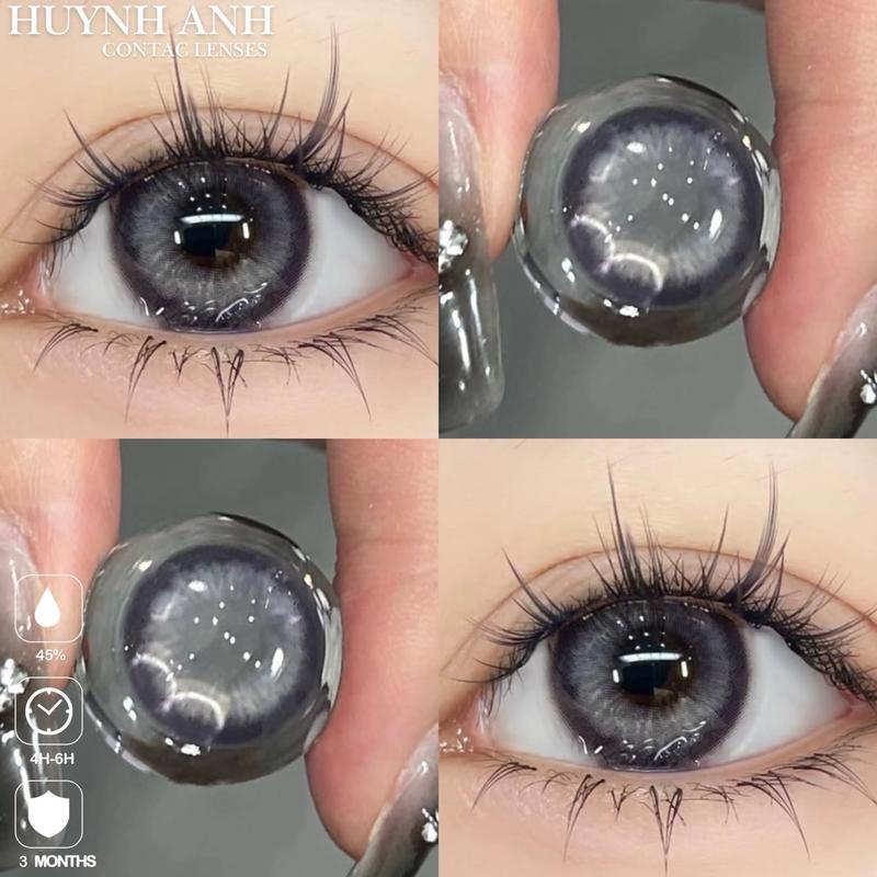 Lens Mắt Kính Áp Tròng xanh đen hạt gạo tây ray blue Dia 14.5mm Gdia 14.3mm Giá 1 Đôi + Kèm Khay Dụng Cụ
