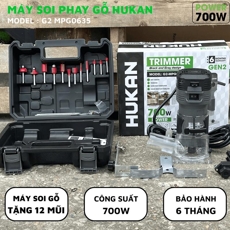  Máy Soi Máy Phay Gỗ Hukan - G2 - MPG635 Công Suất 700W Tặng Kèm 12 Mũi Phay Gỗ Chuyên Dụng 