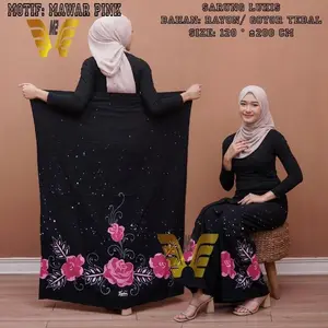 SARUNG BATIK / SARUNG GLOYOR LUKIS WANITA / SARUNG MAHAL / SARUNG BATIK EMDUA Kain Motif Rayon Seragam Santri Muslim Pekalongan Bunga Hitam sarung  perempuan Putri Lembut