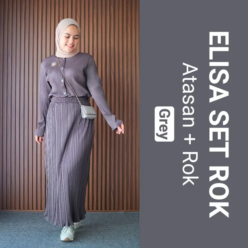 CLOTIVA Elisa One Set Rok Plisket Atasan Bawahan Wanita Kekinian 2