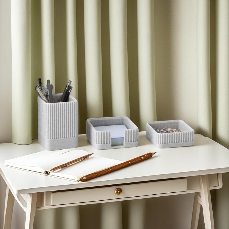 Product Introduction of Desk Organizer Set, 3 Counts/set Pen Holder & Paper Clip Storage & Sticky Note Holder, Desktop Storage Box for Office Home School 7