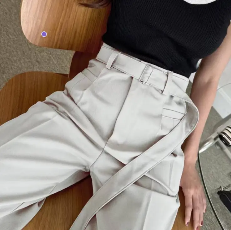 Celana Highwaist Trousers Loose Pants Tissa - Obi Pants Semi Woll Lembut Halus Karet Melar