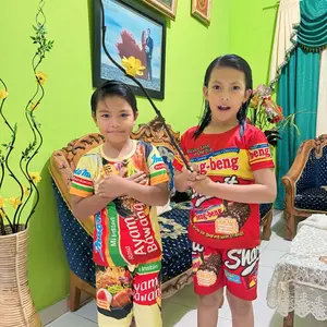 SETELAN ANAK laki laki / perempuan motif indomie  sotomie chitato tango beng-beng oreo  & greenfields