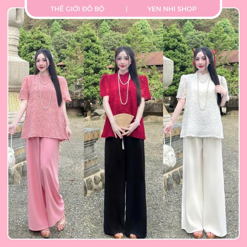 (Bigsize50-90kg) Sét Bộ ÁO LAM CÁCH TÂN Lông Vũ 2 Lớp Kèm Quần Lụa Phù Hợp Mặc Tết Đi Lễ Đi Chùa