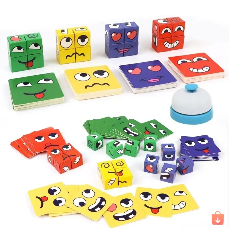 Mainan Kreatif Anak Rubik Face Change Cube Susun Ekspresi Muka Game Family Free Bell