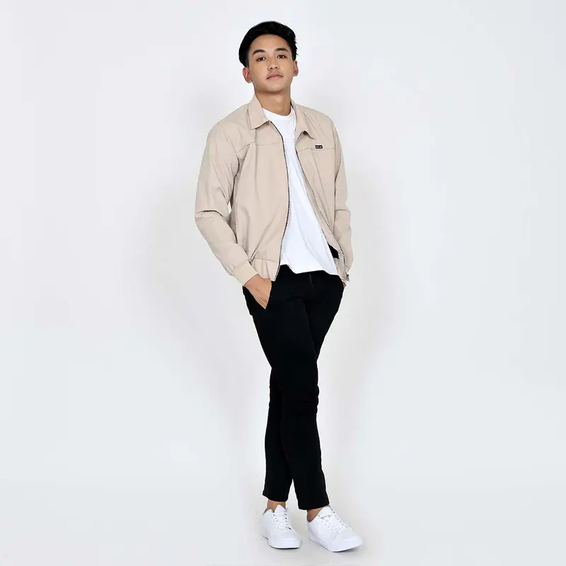 Emoline Trucker Jacket Cream - Jaket Trucker Unisex Cream Emoline 5