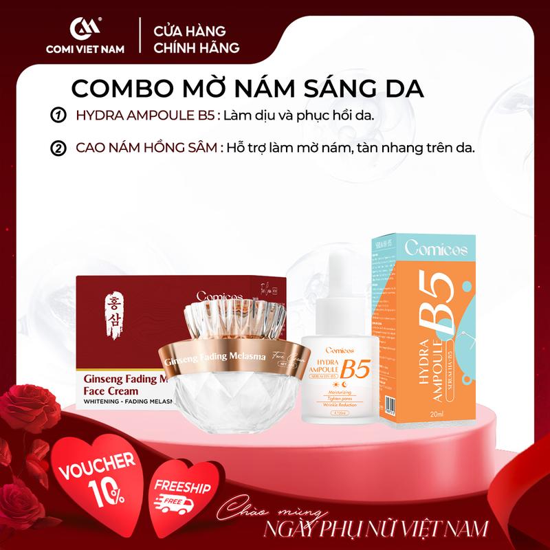 ComboCao Nám Hồng Sâm Comi - Serum B5 HA - Hỗ Trợ Nám Đồi Mồi Tàn Nhang