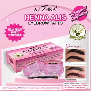 4 IN 1 Henna Alis 1 paket waterproof Eyebrow pensil coklat muda sulam halal tahan lama