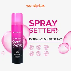 Wonderlux Extra Hold Spray Setter 150ml Hair Spray Tahan Lama 12 Jam+++ Strong Hold Instant Lock No Residu Protein Macadamia Oil Smooth Shine Hair Styling