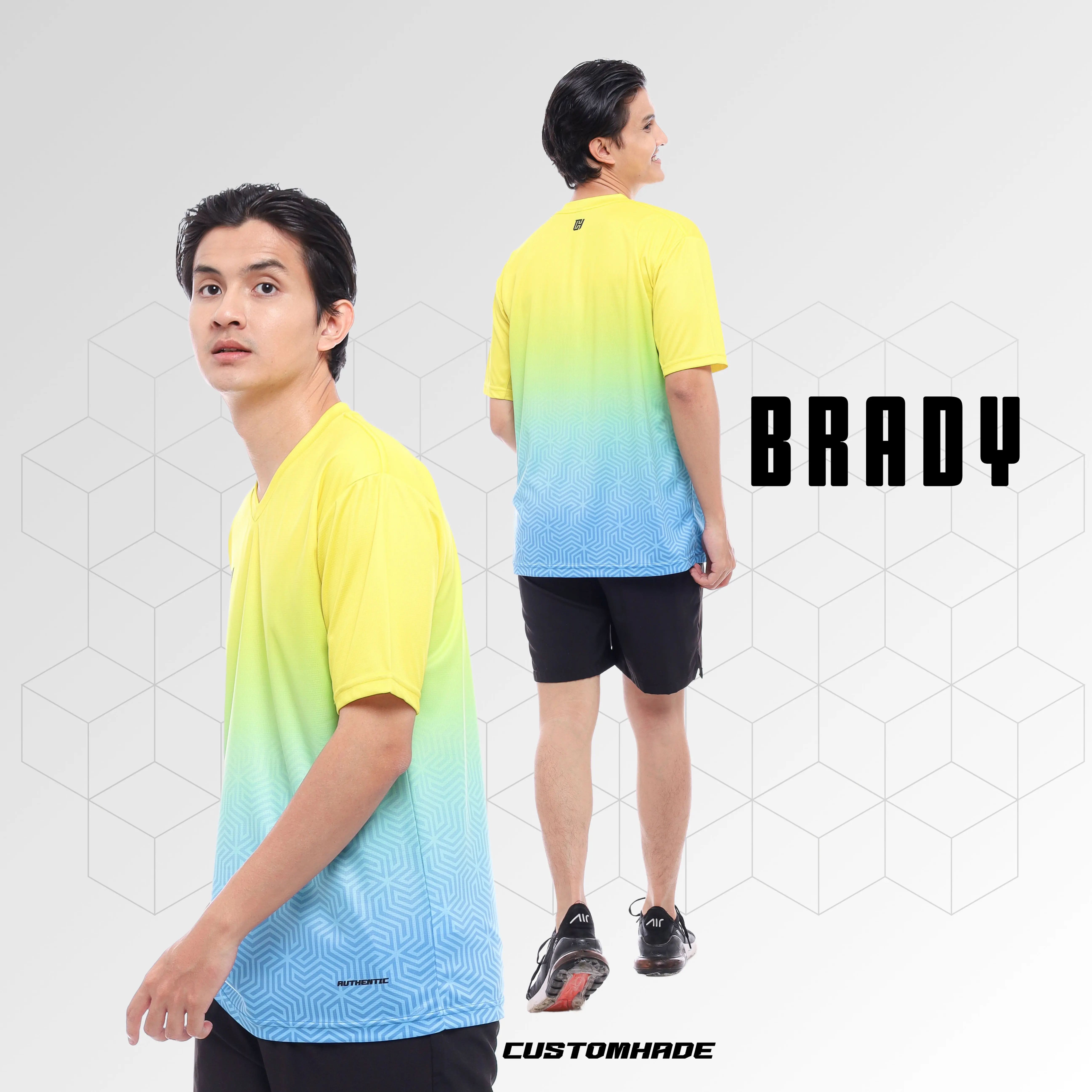 CH Baju Olahraga Running Pria Wanita Lengan Pendek Anti Uv Protection Futsal Kaos Kuning Sports