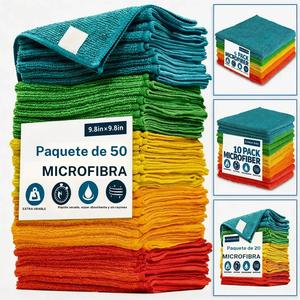 Paños de microfibra ultra absorbentes y de secado rápido, 5/10/20/50 piezas, 9.84 x 9.84 pulgadas, sin rayones, ideales para cocina y baño, duraderos y con colores vibrantes
