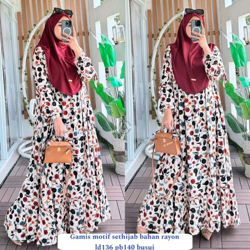 Lavanya Set Hijab Gamis syari || Gamis Set Hijab Dress Wanita Rayon  Diamond 4