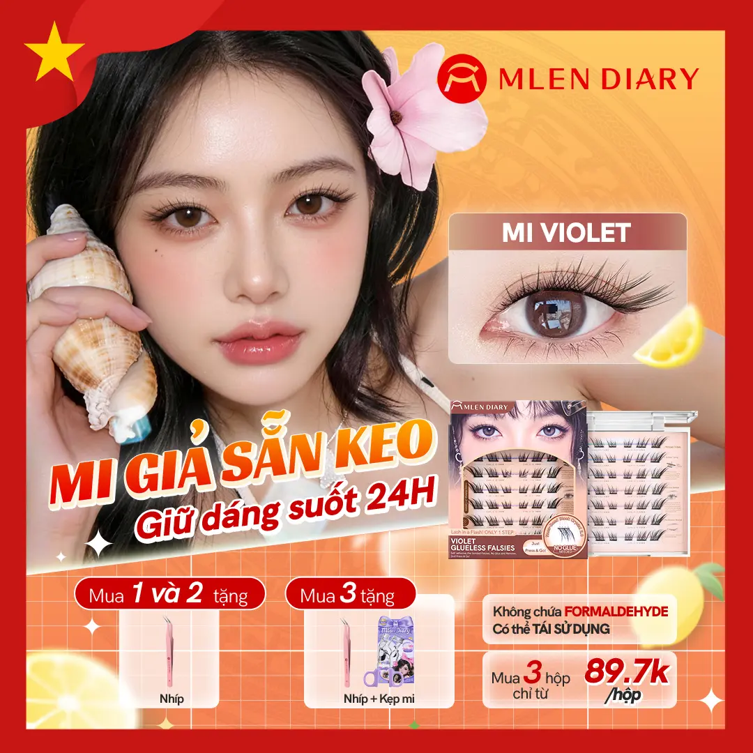 [Mua 3 tặng 2] Mlen Diary - Mi Tự Dính, Mi Giả, Mi Sẵn Keo Pha Lê Đen, Dán Nhanh, Tiện Lợi, Mềm Mại, Mi Cụm Dễ Dùng, Mi dưới tự dính, Tự Nhiên, Sợi Mi Mảnh, Có Thể Sử Dụng Được Nhiều Lần